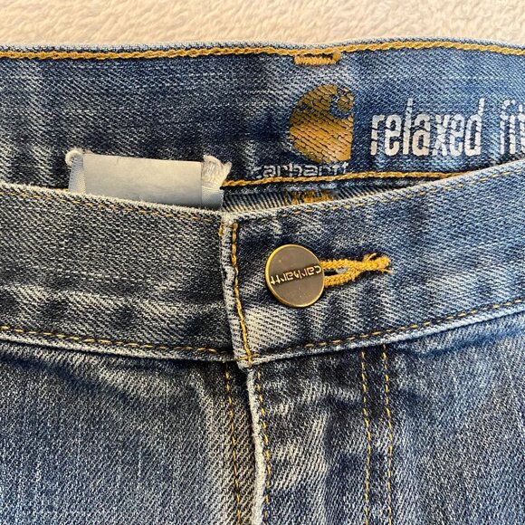 Carhartt Mens Carpenter Jeans 42x24 Relaxed Fit Denim Blue Cotton Blend Workwear - Picture 8 of 16